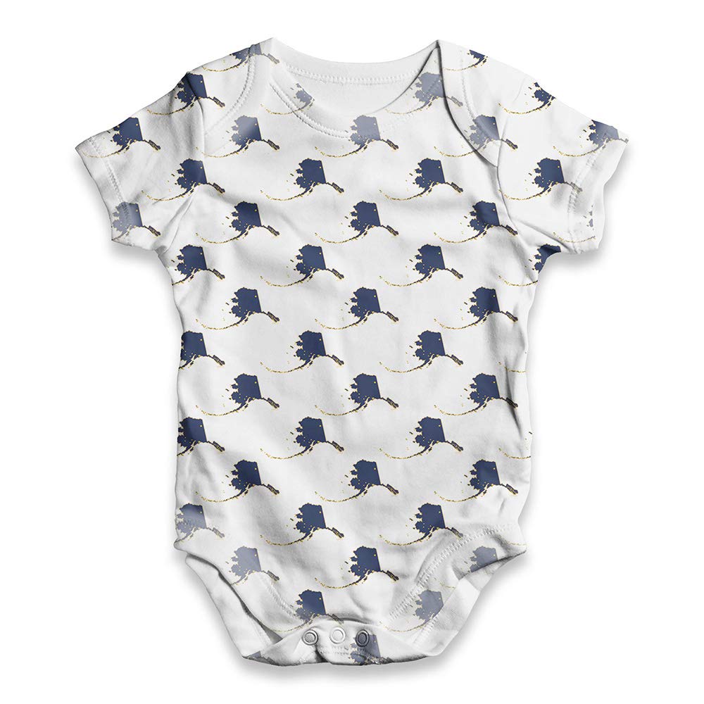 TWISTED ENVY Infant Baby Bodysuit Alaska USA States Pattern