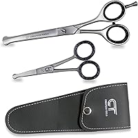 CT Createch Pet Grooming Scissors Kit: 6" Curved & 4" Safety Scissors, Japanese Stainless Steel for Dogs Cats