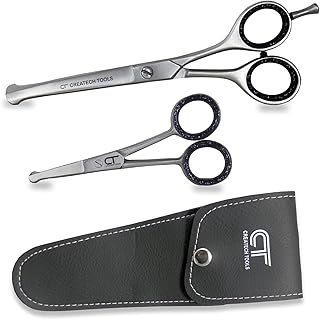 CT Pet Cat Dog Grooming Scissors Kit â€“ 6 & 4.5 inch Hair Cutting Scissors Set, Japanese Stainless Steel Curved Blades with Safety Round Tips for Your Beloved Pets