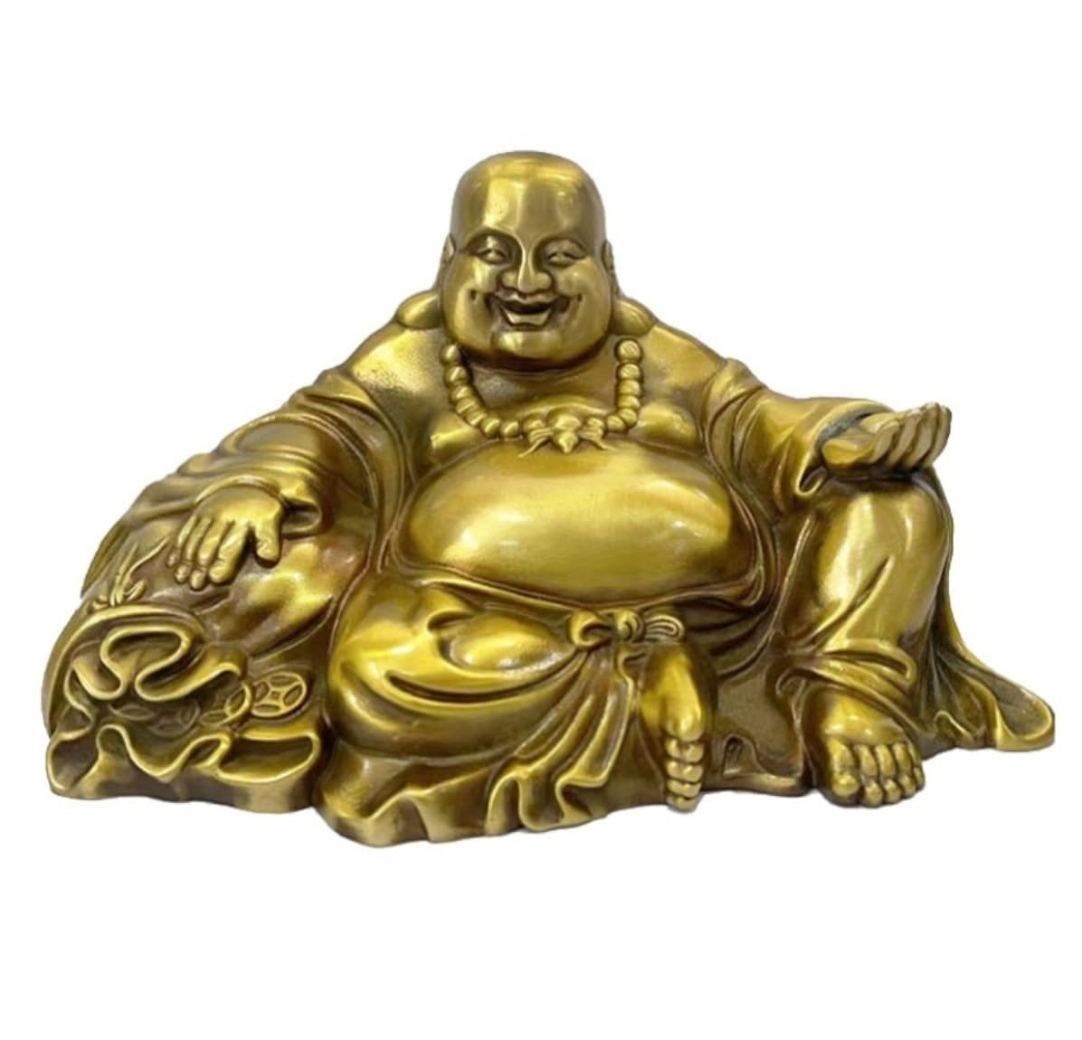 GAOJUNAN Buddha Statue,Zen Altars, 5.7in Laughing Buddha Statue For Good Luck Brass For Home Living Room Décor Desk Shelf Decoration