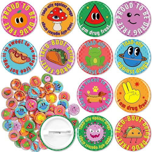Karenhi 120 Pcs Red Ribbon Drug Free Awareness Button Pins Bulk 1 Inch Red Ribbon Button Pin for Red Ribbon Week Anti Drugs Campaigns Events Support Groups Fundraisers, 12 Styles