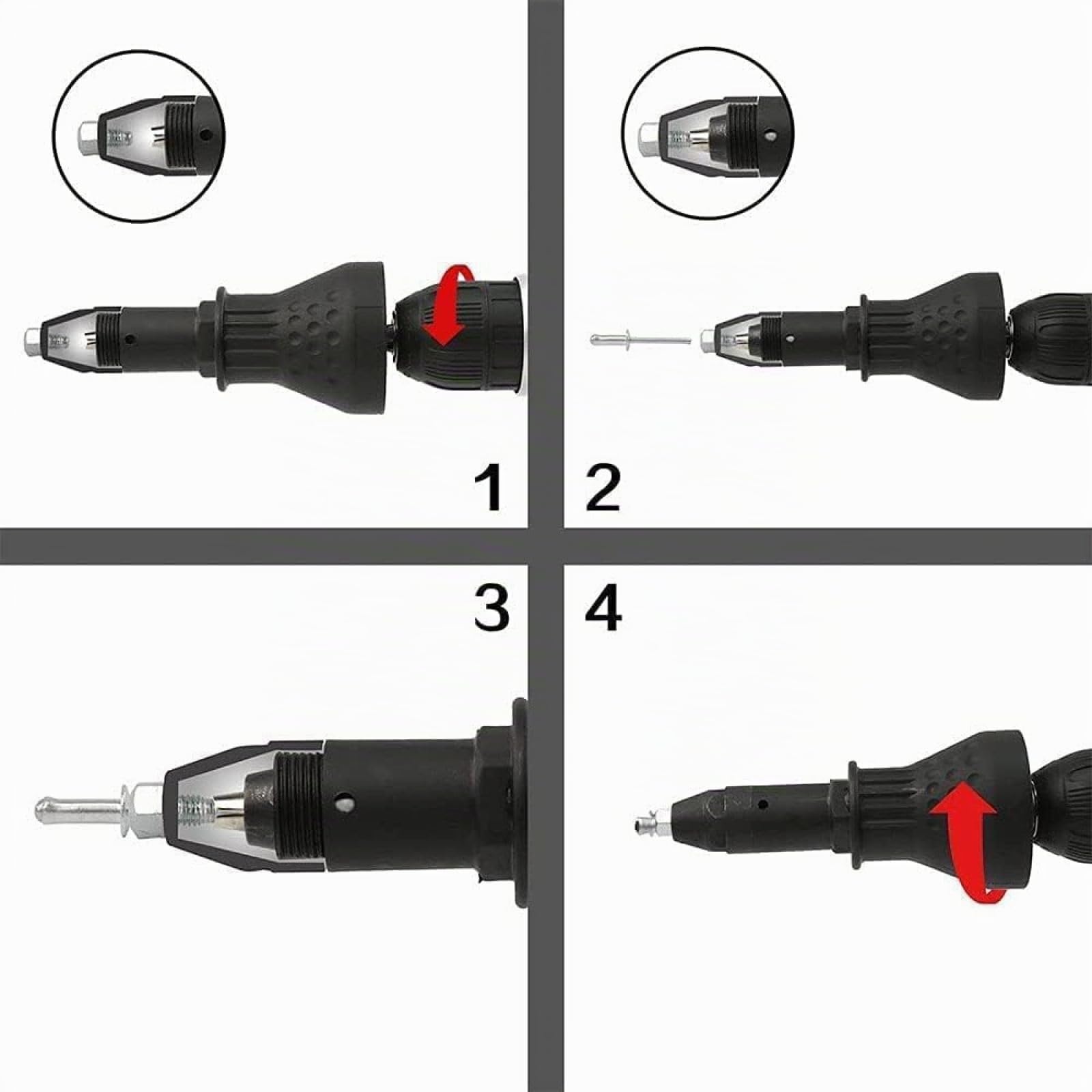 Rivettatrice elettrica con testa di conversione per rivetti a strappo, trapano pneumatico ricaricabile 2 in 1