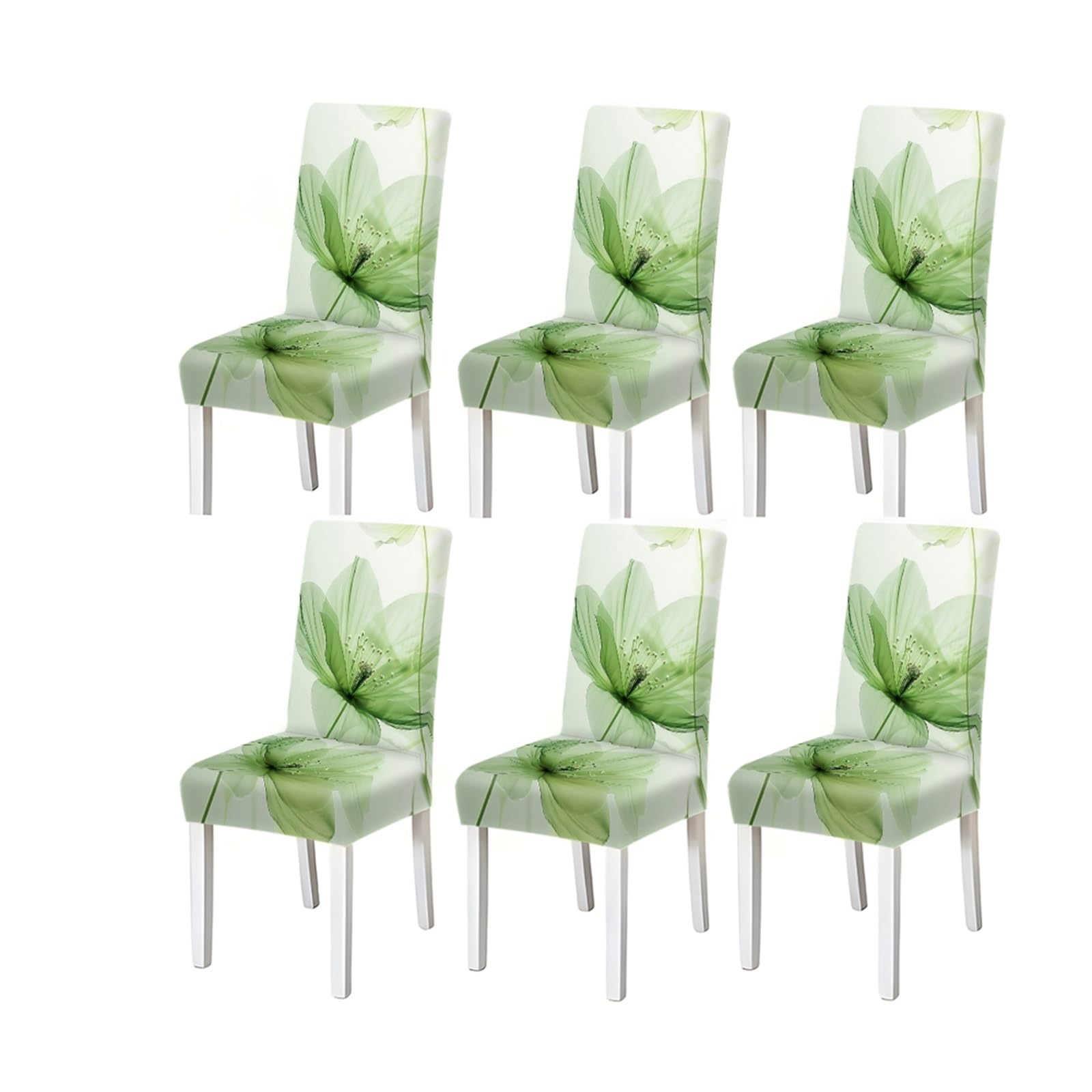 KXUAUV Sage Green Floral Dining Chair Covers Set Of 2/4/6, Stretch Washable High Back Chair Slipcovers, Modern Botanical Home Decor Seat Protectors for Restaurant Hotel Party(6PCSChair cover)