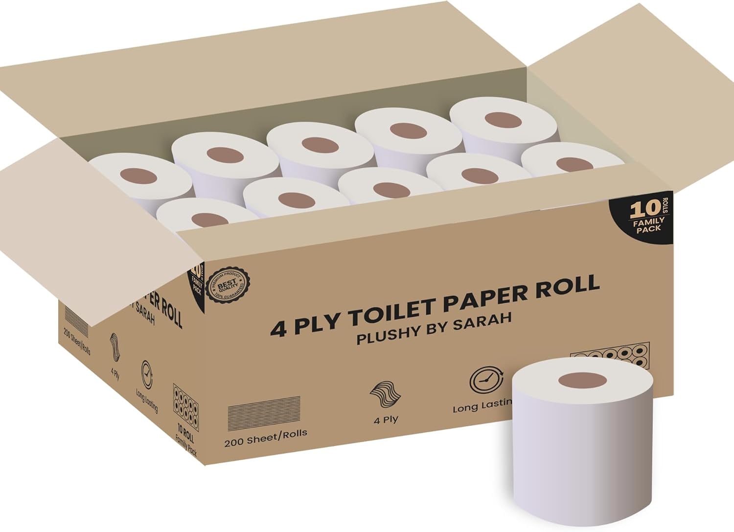 Amazon.com: Ultra Soft Bamboo Toilet Paper Rolls - 4-Ply 200 Sheet Per Roll - 10 Mega Family ...
