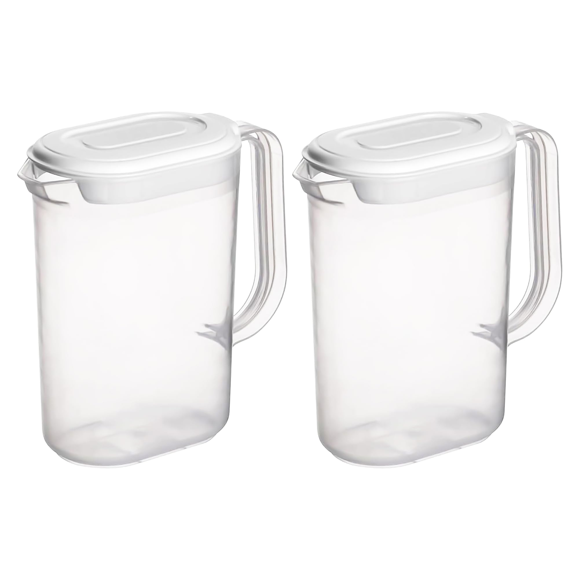 ANGIX Fridge Door Jugs with Handle Plastic Pitcher Container with Lid & Pouring Spout, Versatile Transparent Spill Proof - Space Saving Jug - 1.5 L Capacity (2)