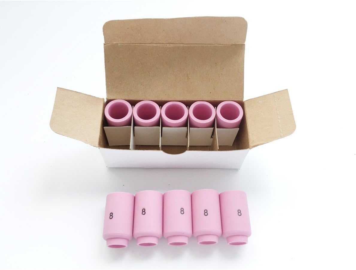 Pack of 10Pcs (Size #8 13N12) Pink Alumina Nozzle Cups For TIG Welding Torch WP-9 20 CK HW A-125 Series