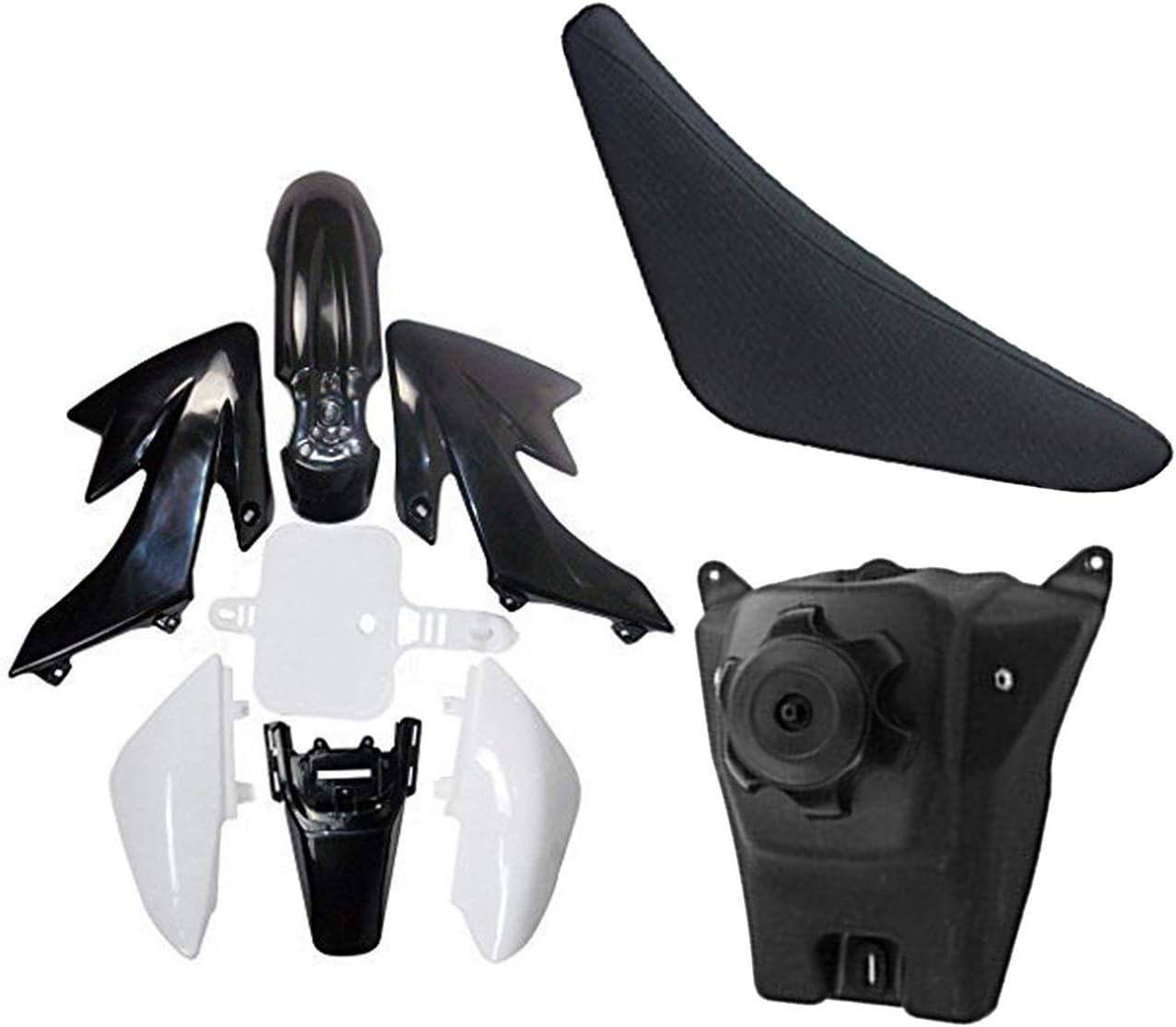 Black Fairing Fender Guard + Seat + Fuel Tank Kit For CRF50, 110cc