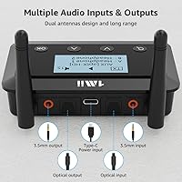 Vista 6 de 1Mii B03+ Receptor transmisor Bluetooth para TV Home Stereo, adaptador Bluetooth 5.3 de largo alcance para audio de TV con pantalla, aptX baja