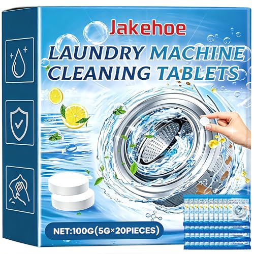 JAKEHOE Washing Machine Cleaner Tablets 12 Count for Odor & Residue Buildup, For Front Load, Top Load & He Washers, Monthly Maintenance Descaling Tablets for Cleaner Drum & Fresher Laundry (24pcs)