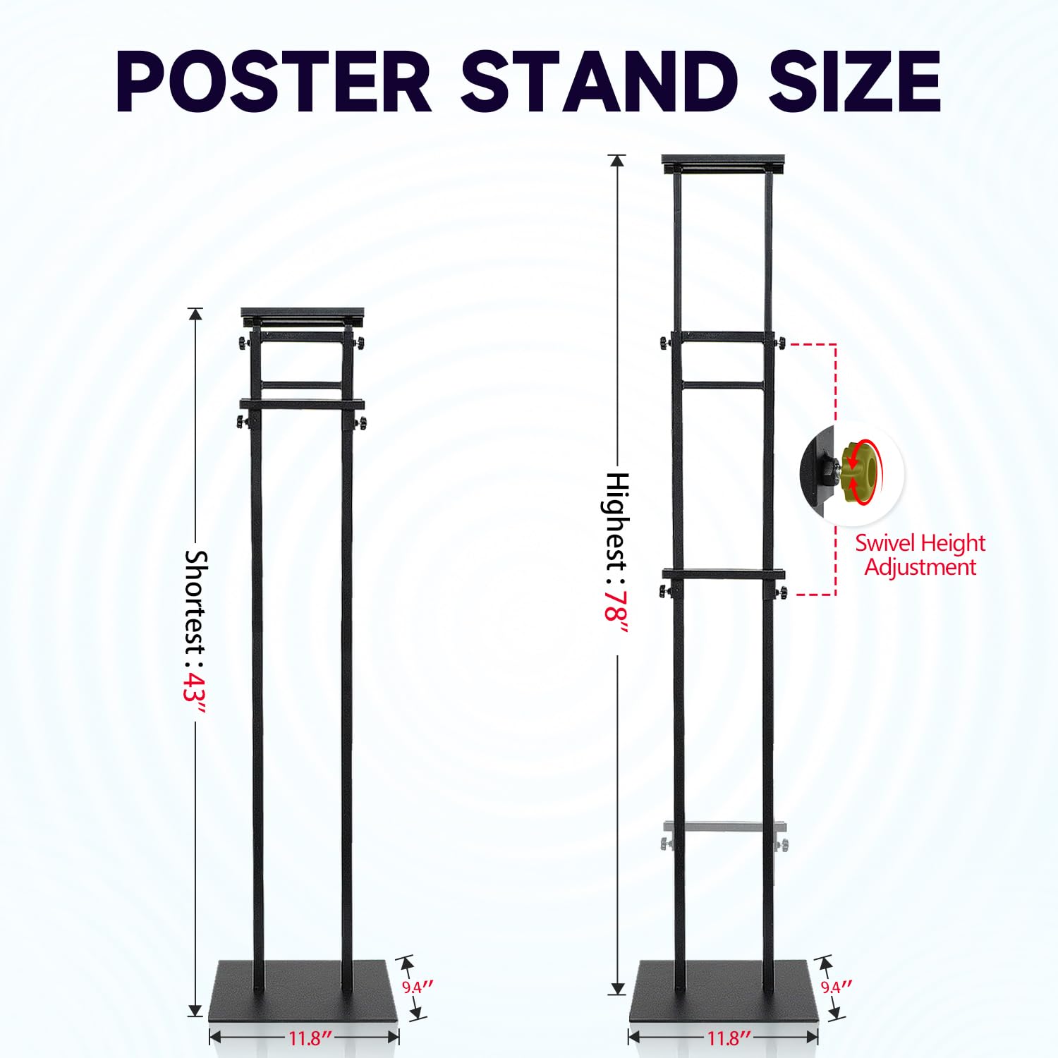 Soporte para carteles de piso, soporte de altura ajustable, soporte para carteles con base resistente, soportes de póster de doble cara para tablero y exhibición de espuma (2 paquetes)