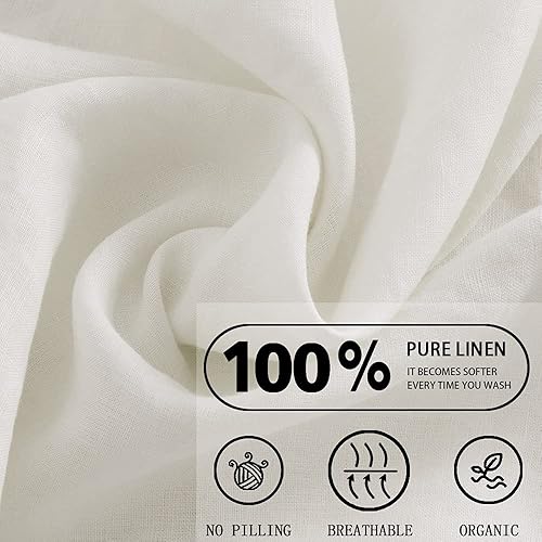 Miniatura 4 de S VICTORY SYMBOL Sábana encimera de lino 100% puro, 1 pieza de lino francés lavado a la piedra, sábana superior transpirable, suave (90 x 102