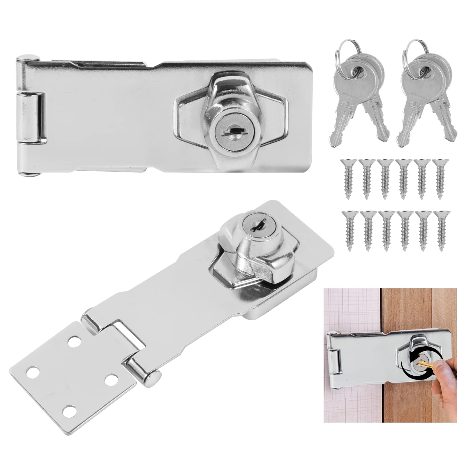 Verrou Métallique Pour Porte Coulissante – Loquet Avec Serrure, Argent, SODIAL, H8Y94290