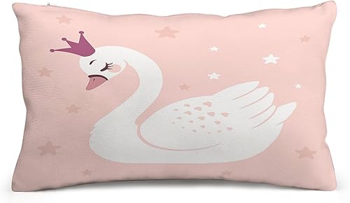 Funda de almohada rectangular con diseño de cisne de princesa, diseño de dibujos animados, para el hogar, sofá, cama, 16 x 20 pulgadas
