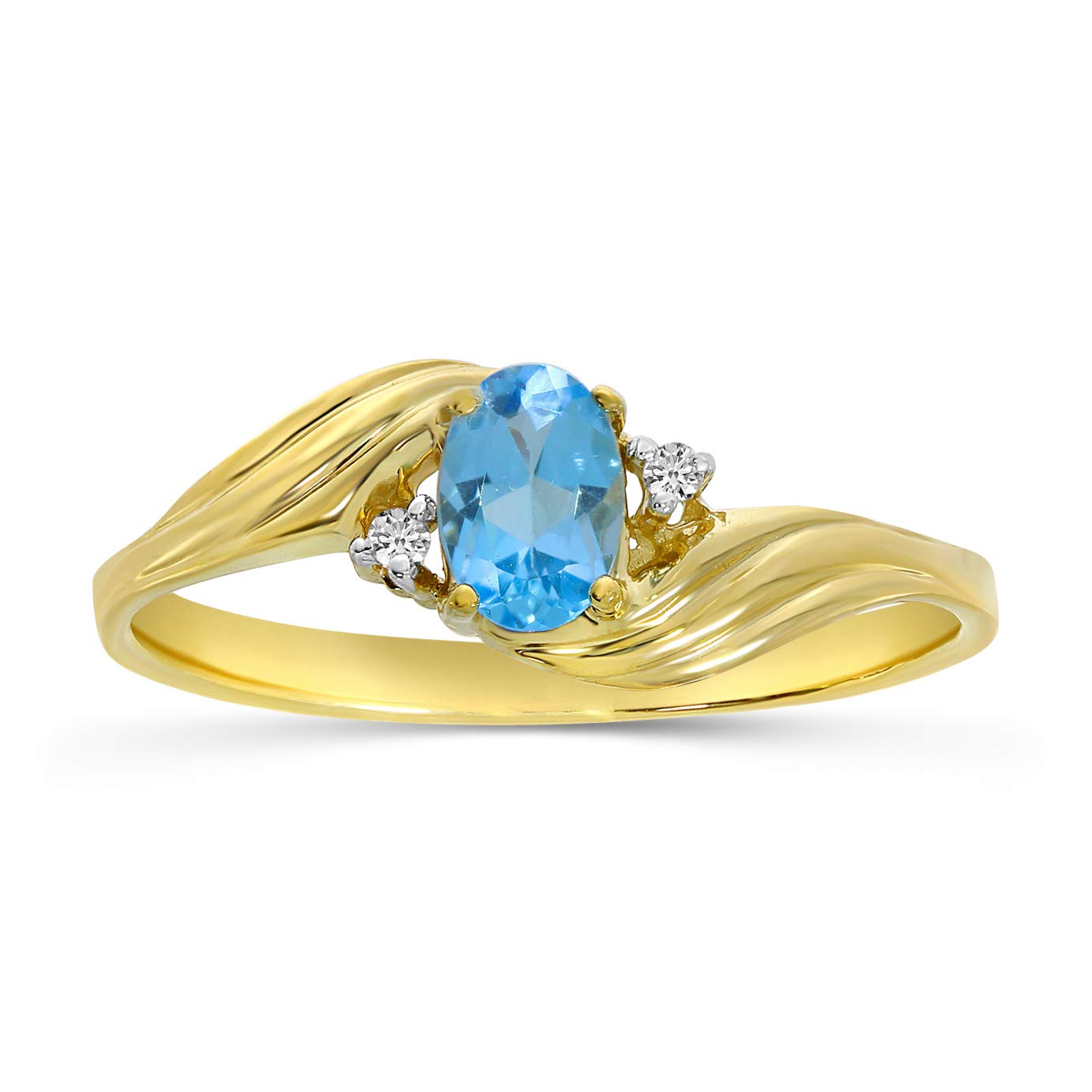 Blue Topaz and Diamond Ring in 10K Yellow Gold