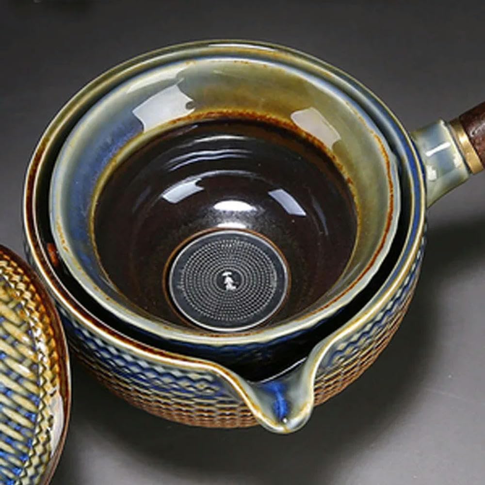 Porcelanowy zestaw do herbaty Gongfu z obrotem o 360 stopni, zaparzacz do herbaty i zaparzacz na prezenty, do podróży, domu, na zewnątrz, do biura, na piknik, do biura