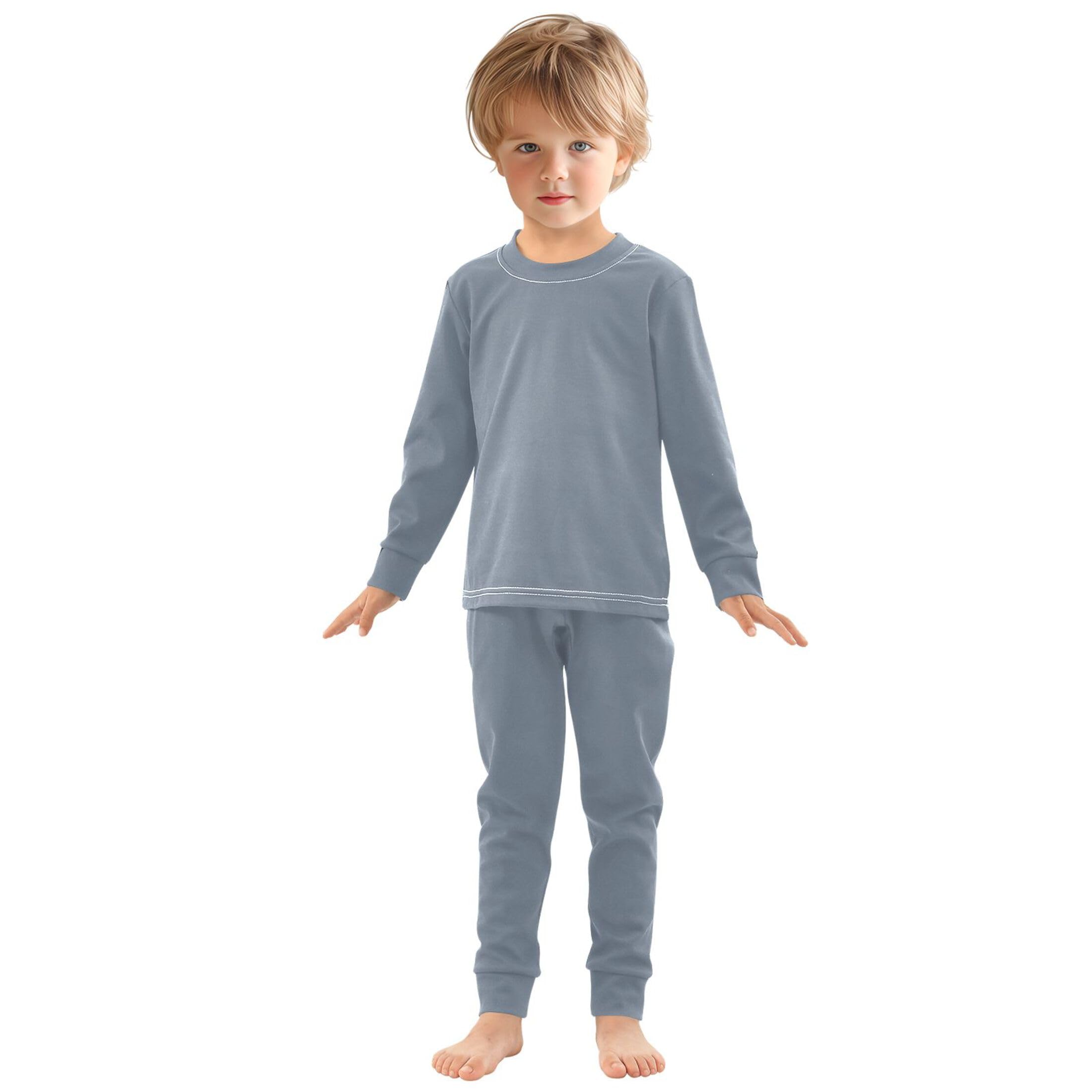Slate Gray Long Sleeve Pajamas Set Sleepwear Jammies 2pcs Set Pjs Slate Gray