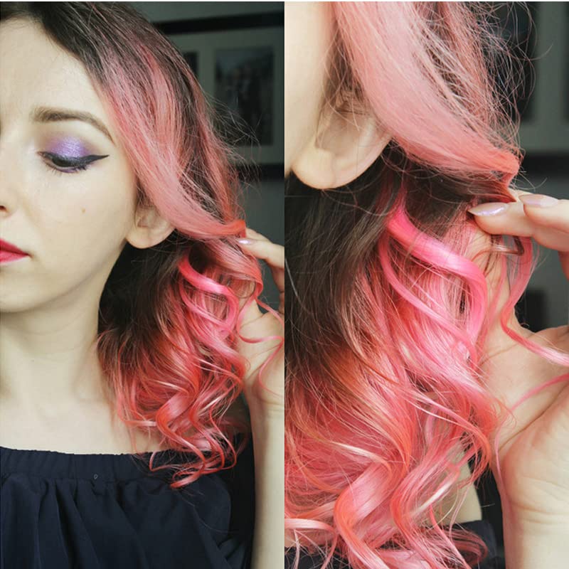 Miniatura 6 de 10 extensiones de cabello de colores con reflejos para fiesta, color gris claro, rizado, ondulado, postizo con clip en rayas sintéticas para niños,