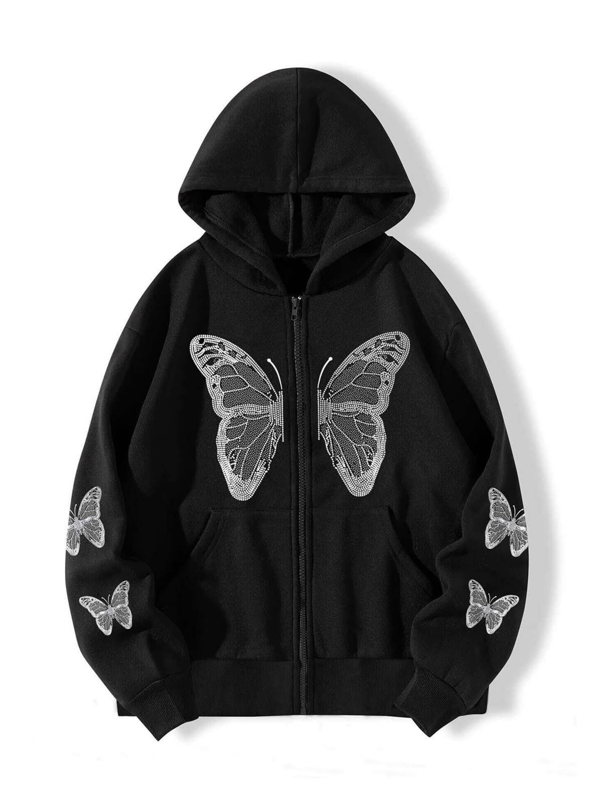 Sweat à capuche zippé femme noir manches longues taille L avec poches avant