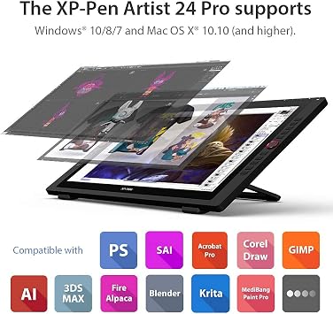 XPPen Artist24 Pro Liquid Tab 23.8 2K QHD LCD Pen Tablet + Protective Film 2 Pack
