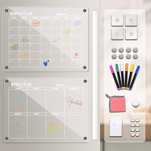 2pcs Acrylic Dry Erase Board for Fridge, Homyaco