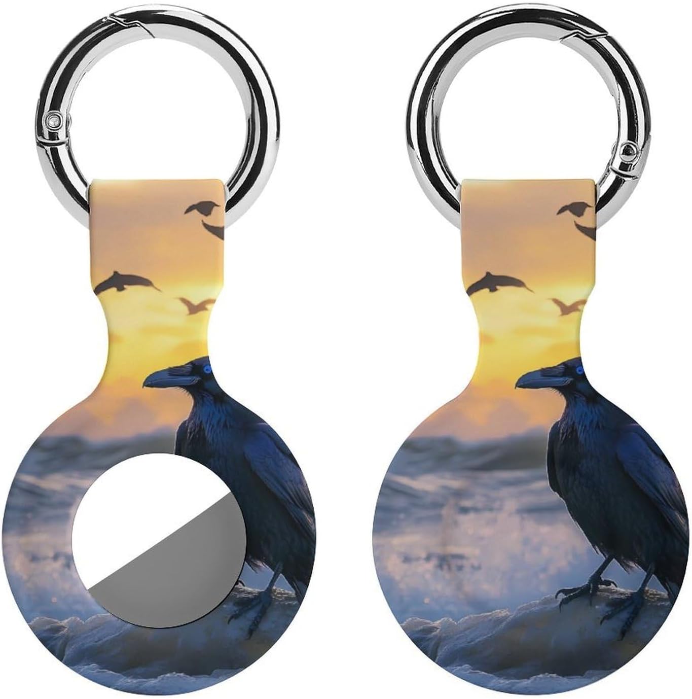 Rave Beach Sunset Funny Cover Compatible with AirTag Case Protector GPS Tracker Holder with Keychain