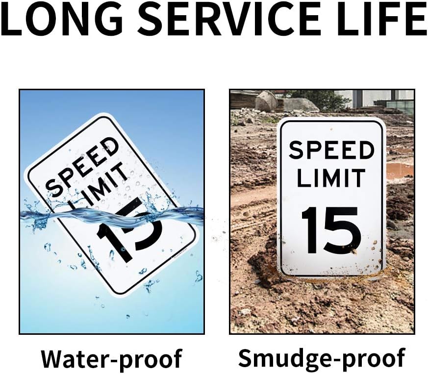 Large Speed Limit 15 MPH Sign, 18x 12 .04 Aluminum Reflective Sign Rust Free Aluminum-UV Protected and Weatherproof