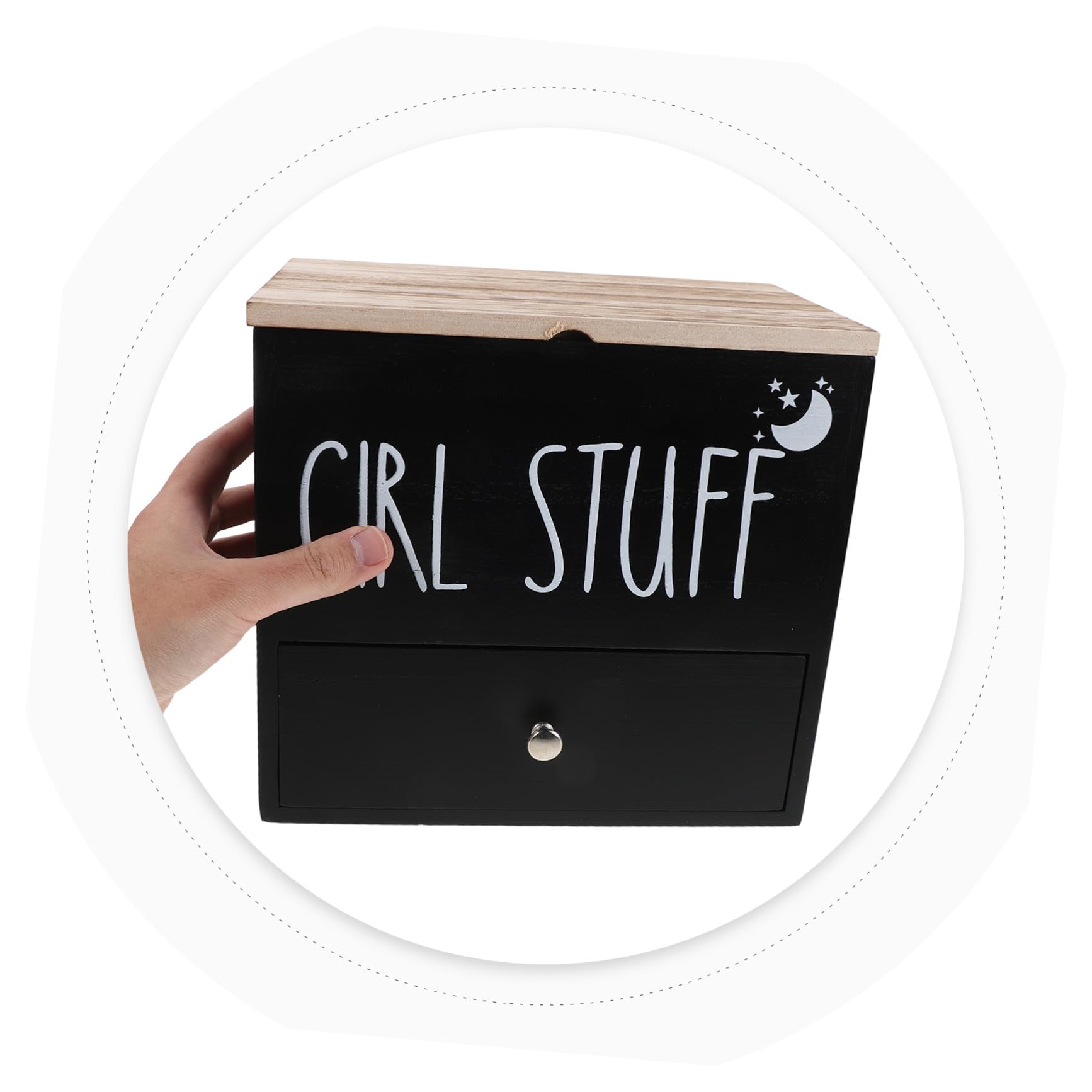PACKOVE Contenitore per Assorbenti in Legno con Coperchio Scatola Portaoggetti per Prodotti Igienici Organizer per Ciclo Mestruale per Bagno Piccolo Contenitore per Accessori per Bagno