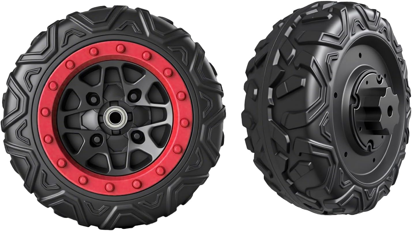 2 Pack 21CM/8.5'' PU Solid EVA Foam Tire for Power Wheels Go Kart Upgrade,1.2CM/0.47in Aperture Front/Rear Wheel for Car/SUV/UTV/ATV/Go Kart Replacement Parts,Free Coupler (8.5in Tires)