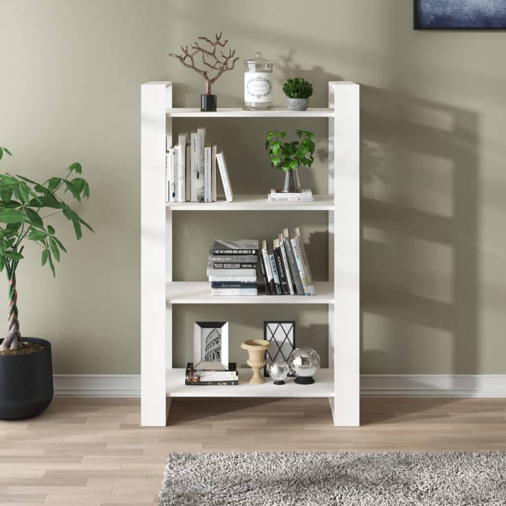 Générique Biblioteka biała 80x35x125 cm Lita sosna | Wszechstronna półka, ścianka działowa, solidna rama, luźne przechowywanie książek i DVD