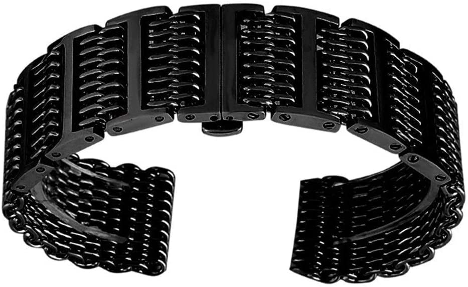Bracelet de montre 20mm 22mm 24mm en maille acier inoxydable argent et noir