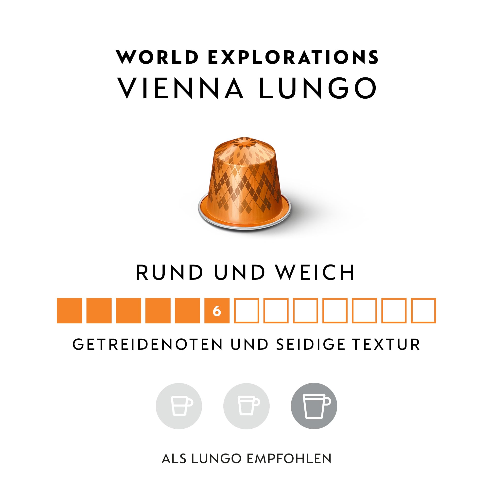 NESPRESSO ORIGINAL Vienna Lungo 100 Kaffeekapseln | Arabica Kaffee, Mittlere Röstung, Intensität 6