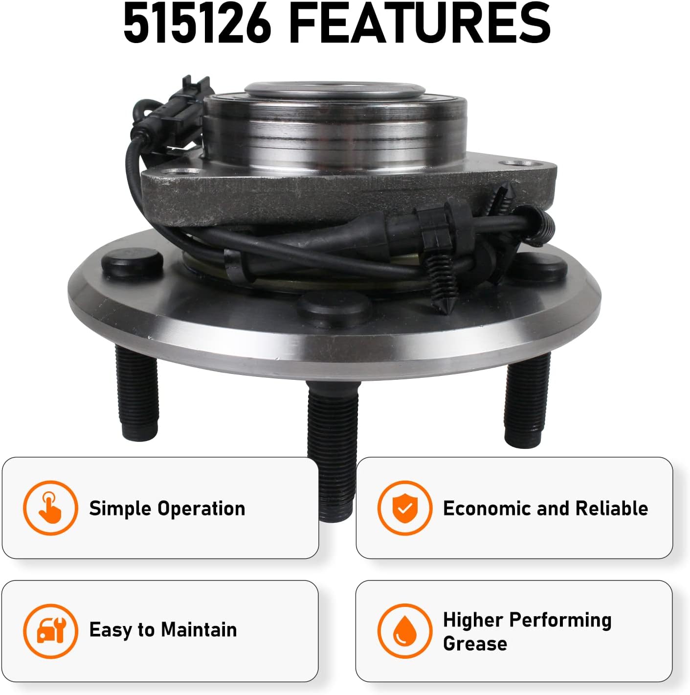 MACEL 515126 Front Wheel Hub and Bearing Assembly Compatible with 2009-2010 Dodge Ram 1500, 2011 Ram 1500 W/ABS 5-lugs