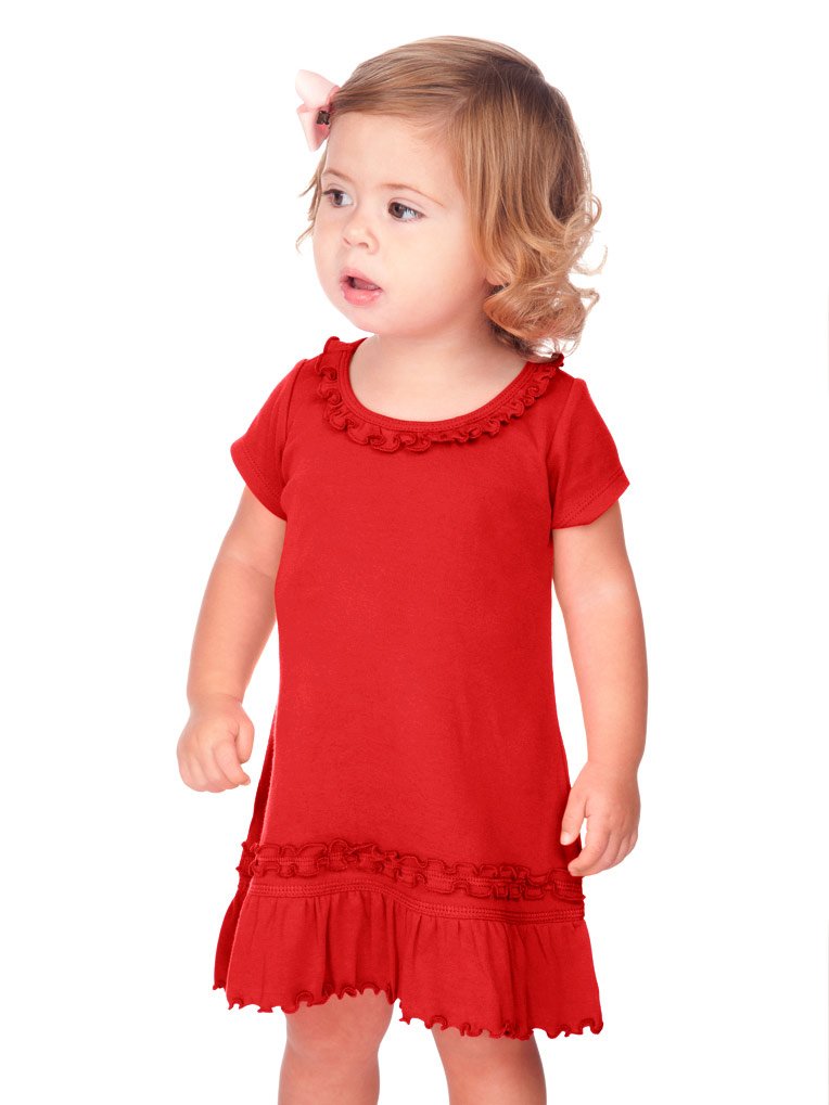 Kavio! Infants Sunflower Short Sleeve Dress Red 6M
