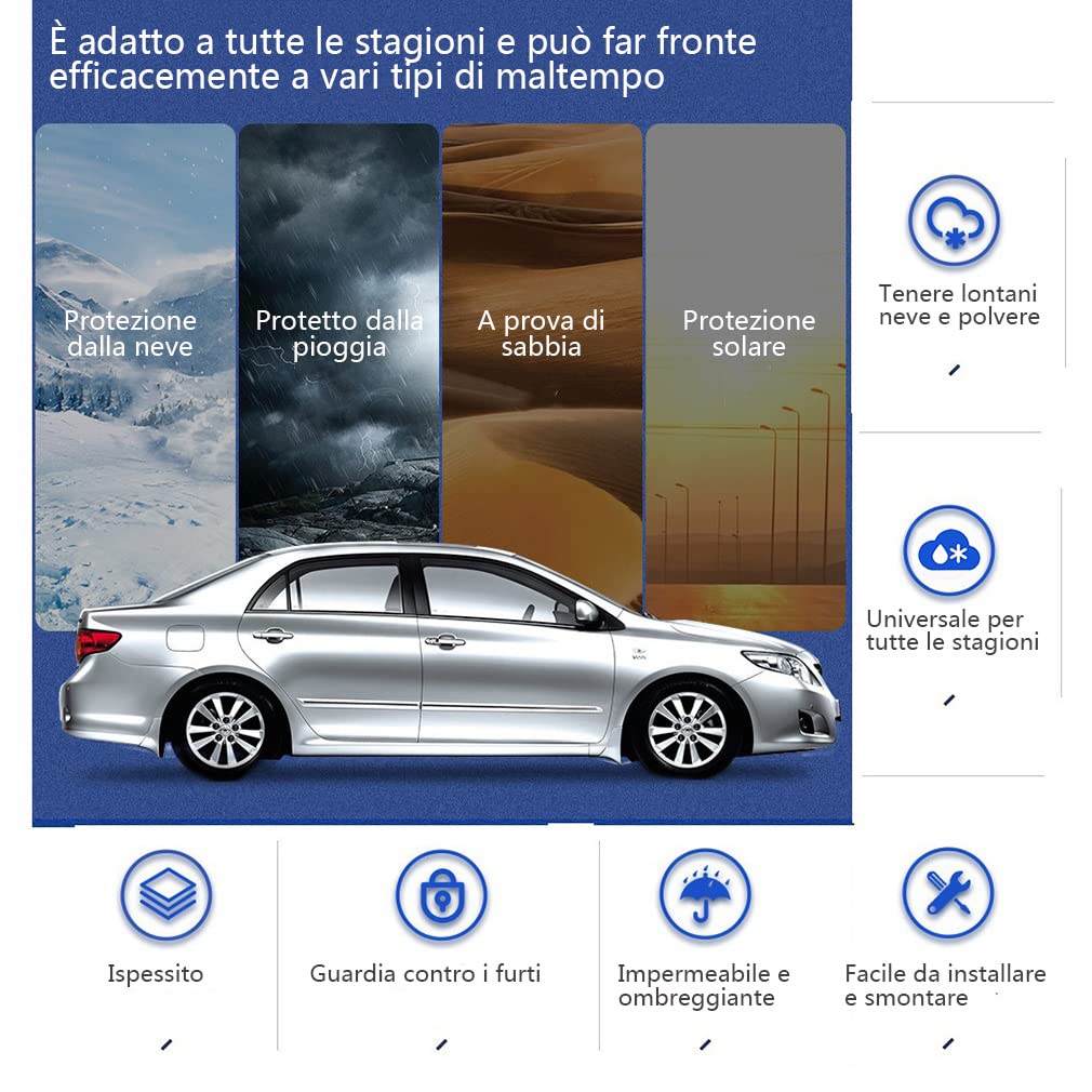 Copertura per Parabrezza per Auto,Protezione Parabrezza Antighiaccio con Copertura Specchietto Retrovisore,Visiera,Protezione per Neve,Ghiaccio,UV E Gelo,Facile da Installare-Super Large Size