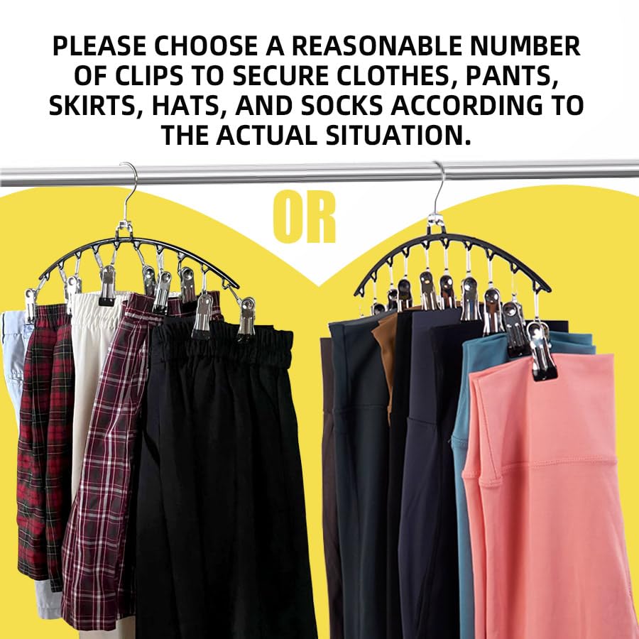 Skirt Or Pants Hangers With Clips - 5 Pack With 50 Clips, Space-Saving Closet Organizer For Leggings & More, Black - View #4