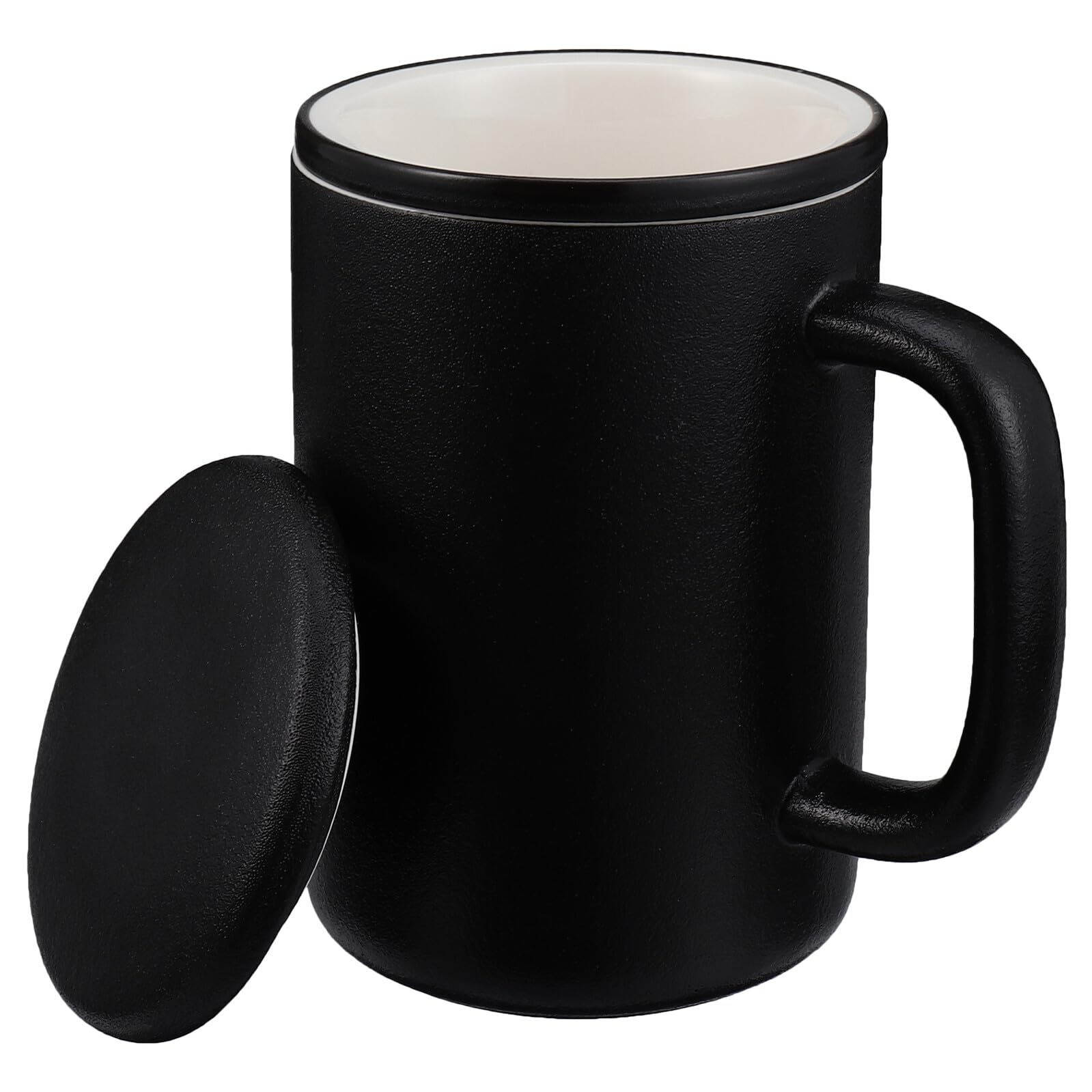 MAGICLULU 400ml Keramik Teetasse mit Teefilter und Deckel Schwarz