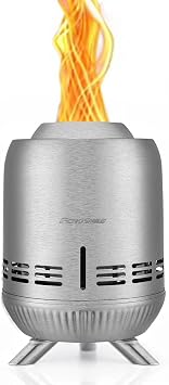 EchoSmile 9 x 7 inch Smokeless Tabletop Fire Pit with Stand, Stainless Steel Portable Fire Pit for Outside Camping, Patio, Camping Stove Fueled by Pellets or Wood Burning, Sliver