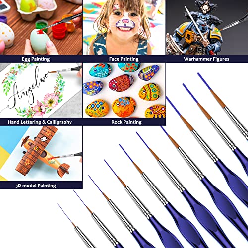 Miniature Paint Brushes,10Pcs Small Fine Tip Paintbrushes, Micro Detail Paint Brush Set, Triangular Grip Handles Art Brush Perfect For Acrylic, Watercolor, Craft, Models, Warhammer 40K (Navy Blue, 1) #TOP3