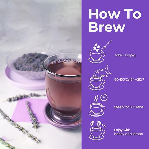 Miniatura 7 de BLUE TEA - Té de lavanda - 2.1 onzas (paquete de 2) - Suelto | Té que mejora el estado de ánimo | Té de hierbas - A base de flores - Vegano - Sin