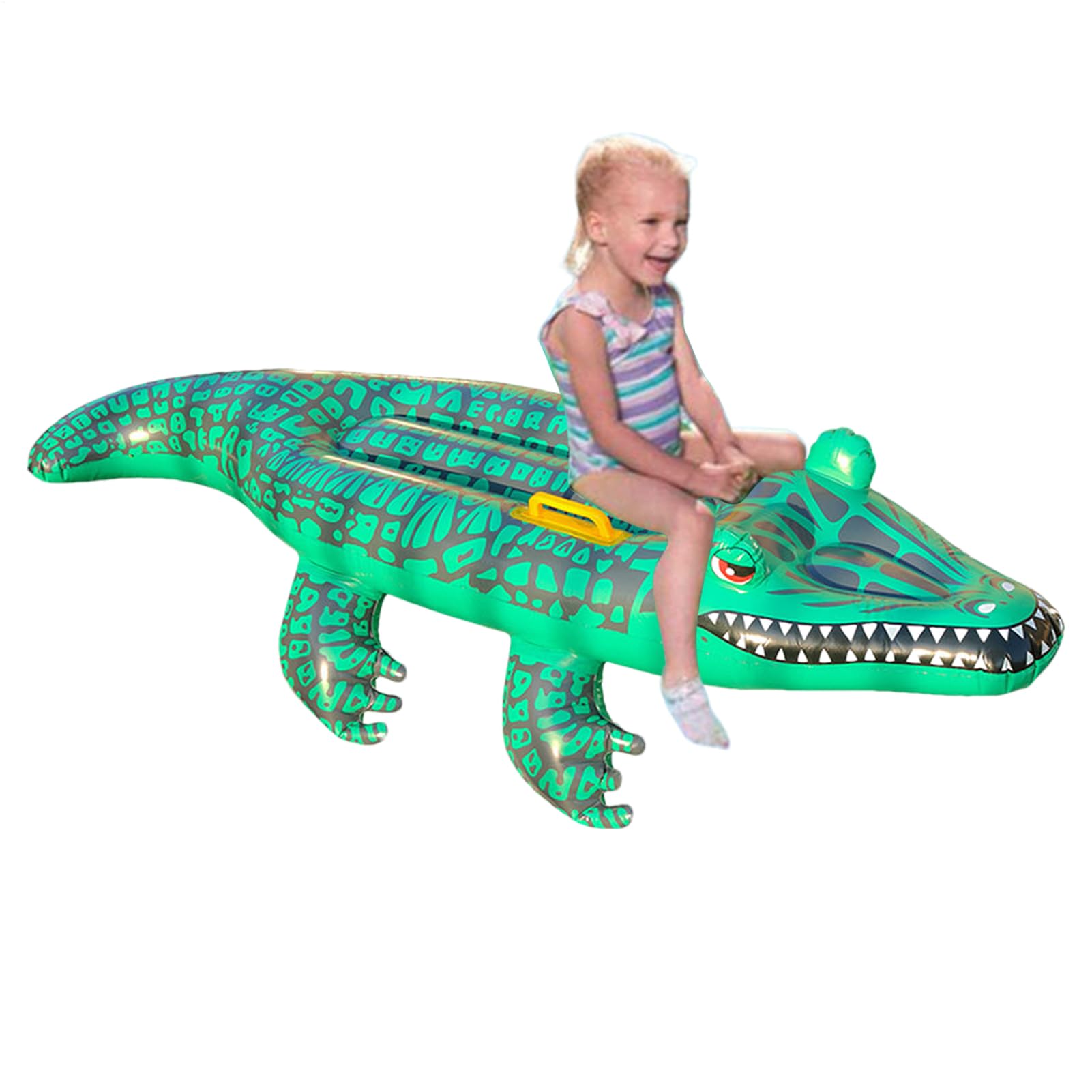 Inflatable Crocodile Pool Float, Long Reptile Ride on Animal Pool Floats, PVC Fun Floats Swimming Toys for Birthday Party, Summer Party