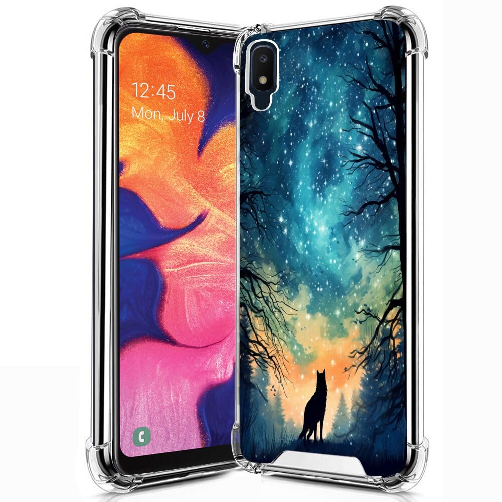 Transparent Phone Case for Samsung Galaxy A10e with Wolf Designer Art 03002 Pattern Clear Four-Corner Airbag Reinforced Anti-Scratch and Shock-Proof Protective Phone Cover