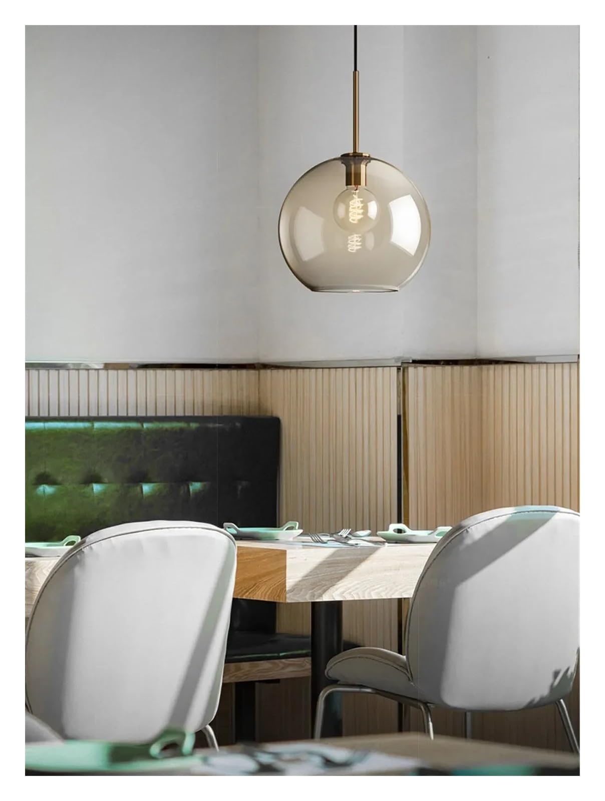 Lustre Nordique en Verre, suspension LED multi-têtes pêche 25 cm