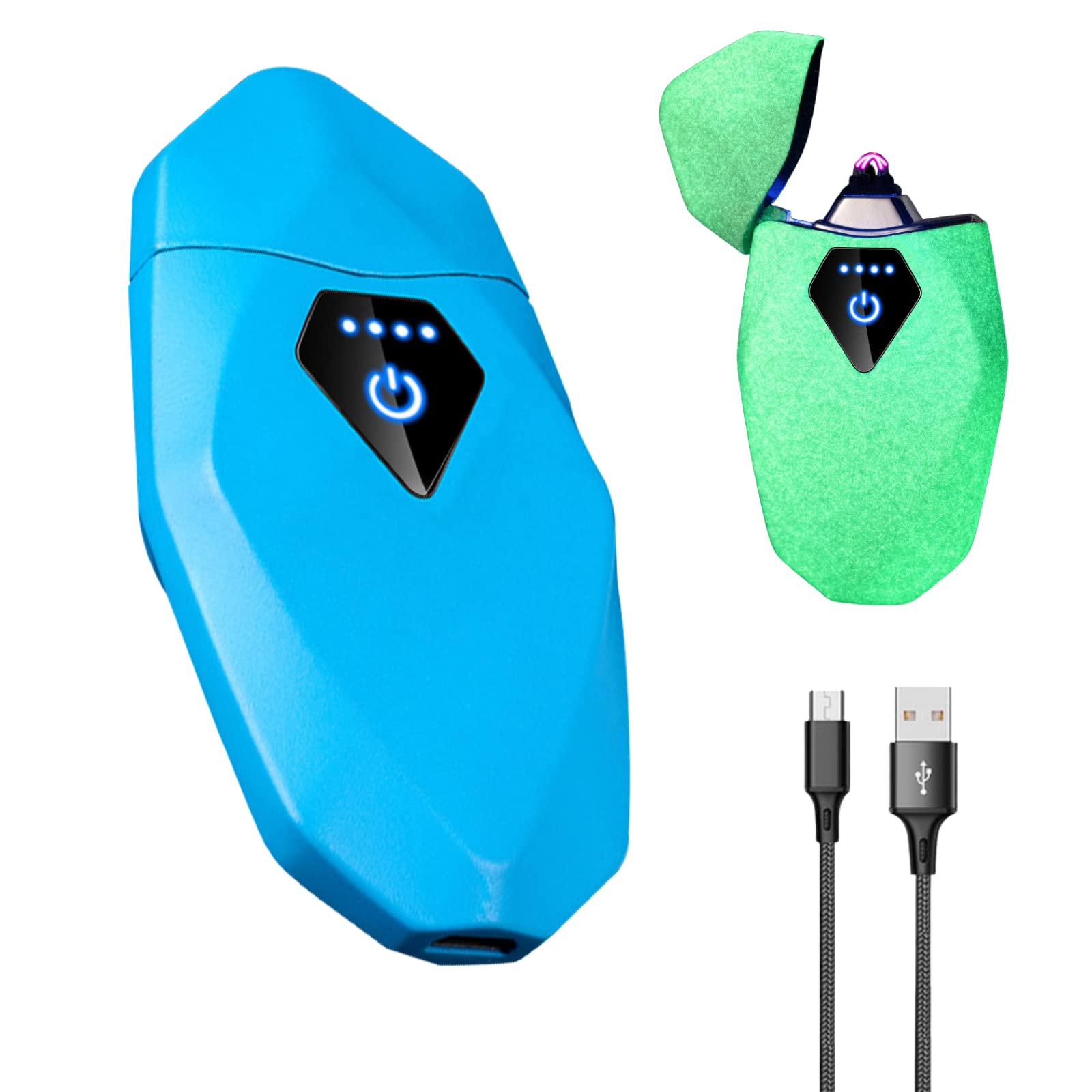 Electric Lighter Luminous Double Arc Lighter USB Charging Cool Lighter Touch Ignition Box for Daily use or as a Gift (Blue-Luminous)