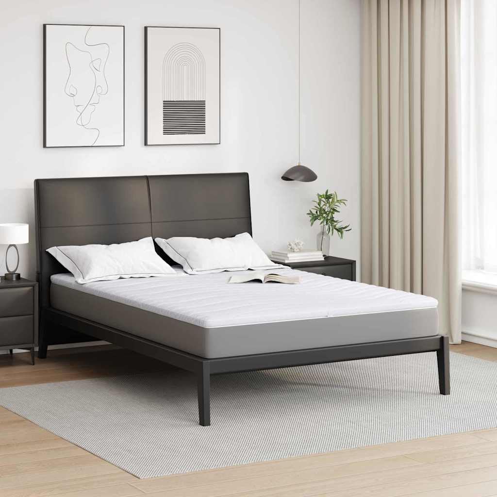 Cubrecolchón blanco tejido de punto 140 x 190 cm con relleno de espuma de látex, ergonómico, transpirable y suave, protector de colchón antideslizante para cama con somier, alivia la