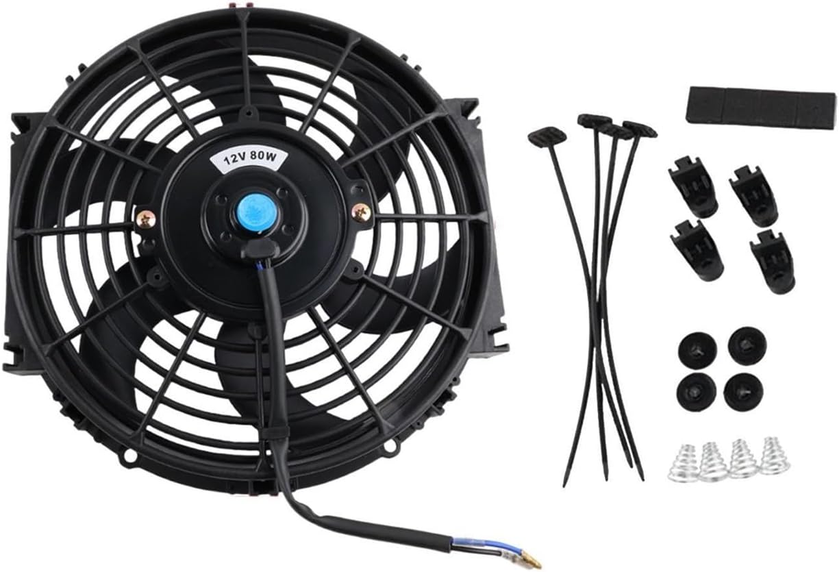 クーラー エンジンラジエーター冷却ファン車のエアコン修理湾曲ブレードユニバーサルアクセサリーパーツ 急速な熱除去(12inch 12