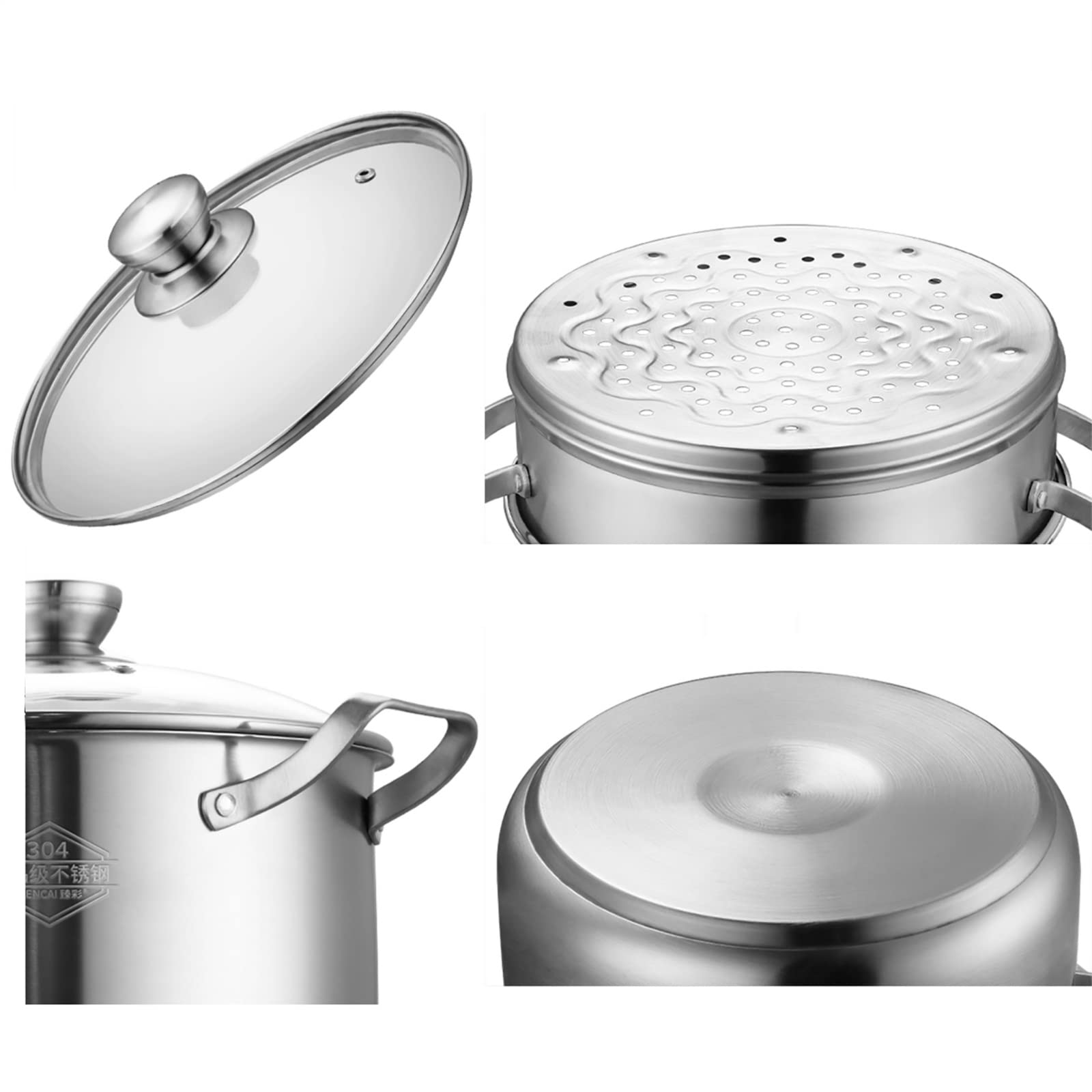 Olla De Acero Inoxidable 18 Cm - Para Leche, Sopa, Vapor, Antiadherente, Con Tapa De Cristal
