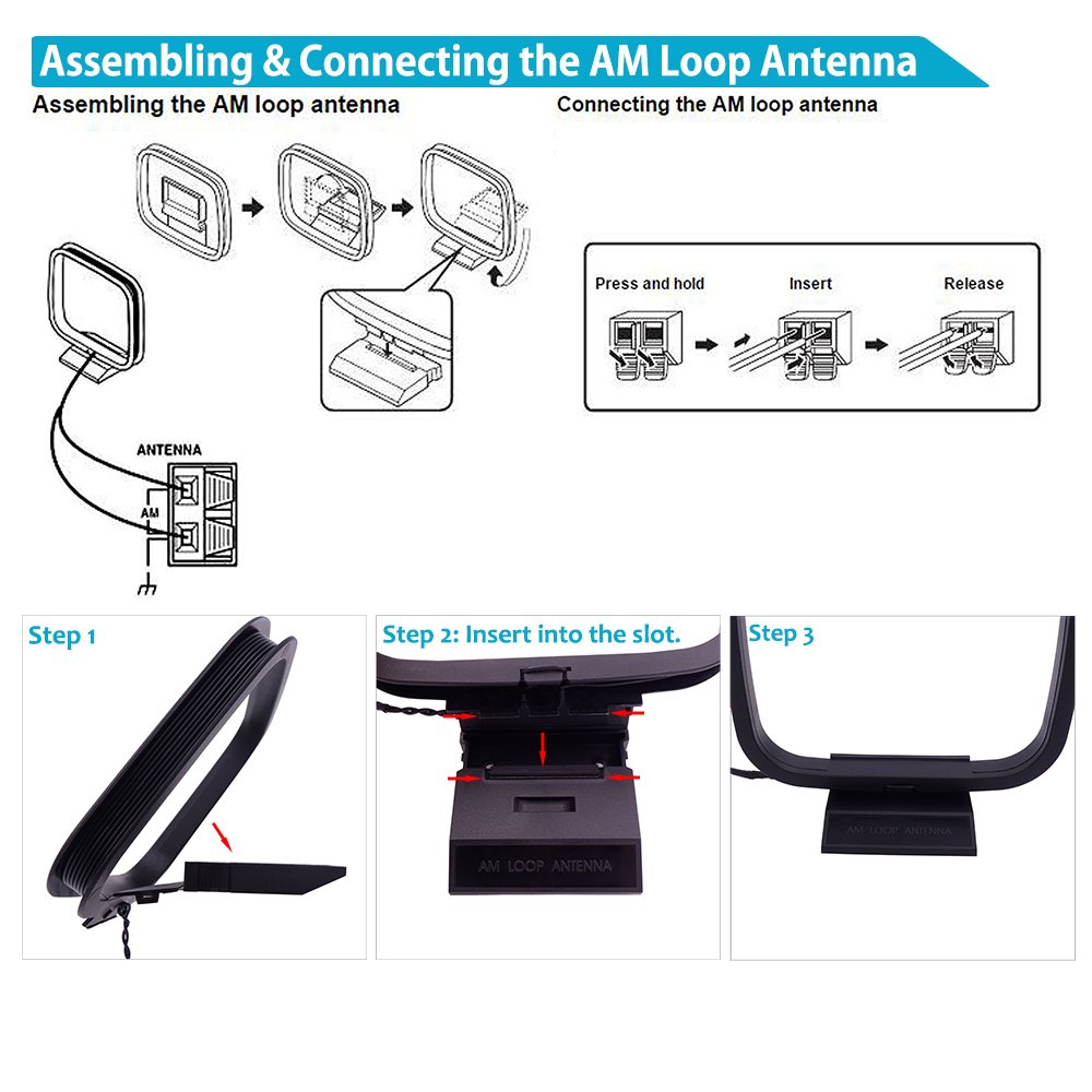 Fancasee AM Loop Antenna 2 Pin Twin Lead Bare Wire Connector Adapter