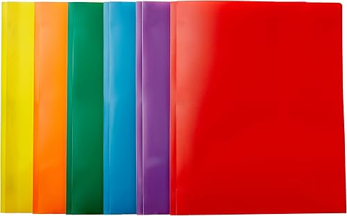 Vista 8 de Yaxa Basics Carpetas perforadas de plástico con 3 agujeros con 2 bolsillos, 8.5 x 11 pulgadas, paquete de 12, colores surtidos