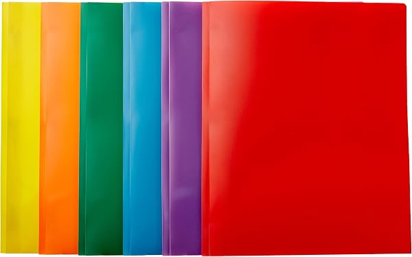 Amazon Basics Plastic Pocket Document Folders, Letter Size