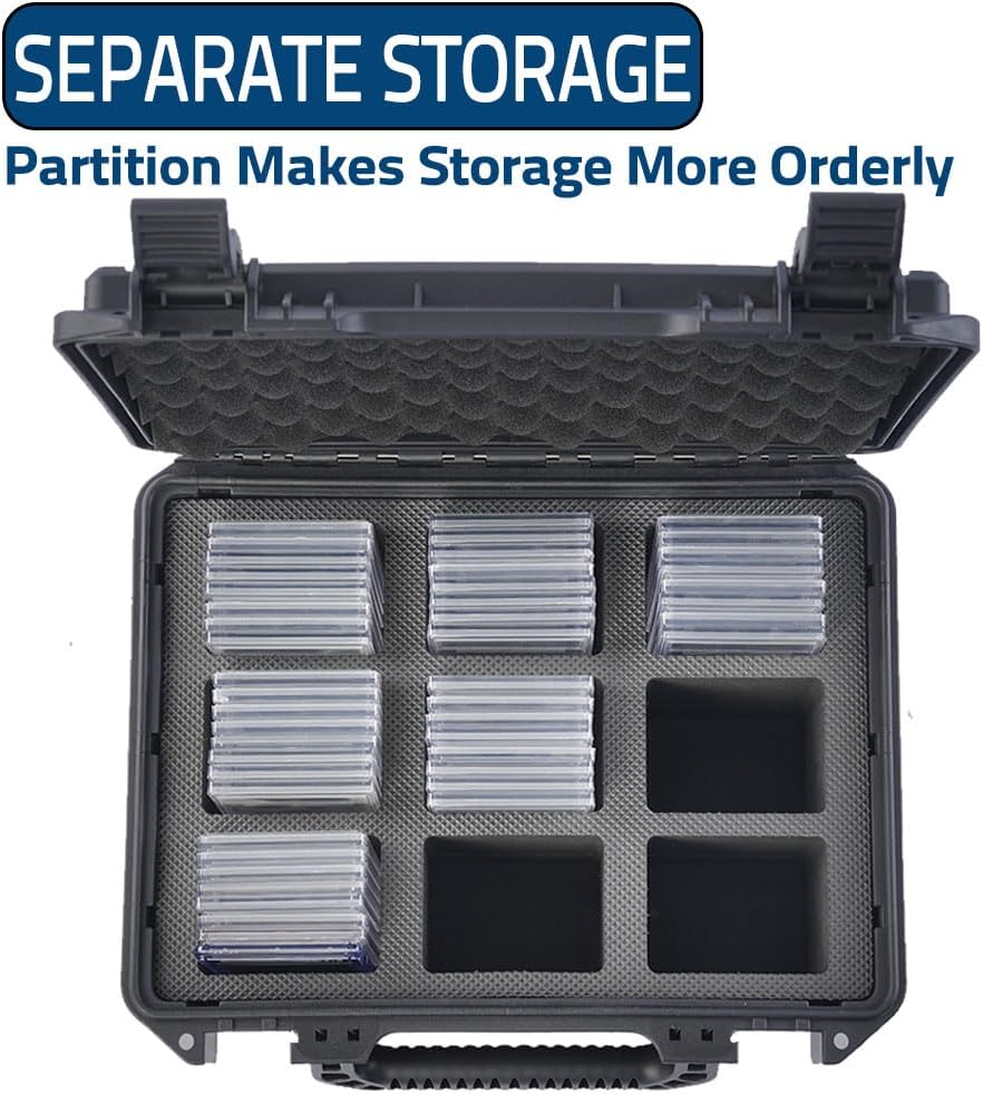 Graded Card Storage Box, Slab Case Compatible with PSA CGC BGS SGC Slabs, Holds 90 Graded Cards or 720 Semi Rigid Cards（Model A, Classic Black）